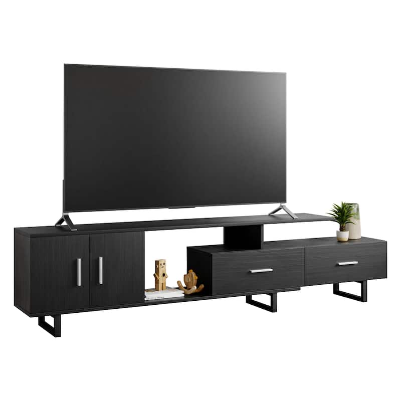 Avery 55-inch 2-Drawer 4-Shelf TV Stand in Steel - Phantom Grey