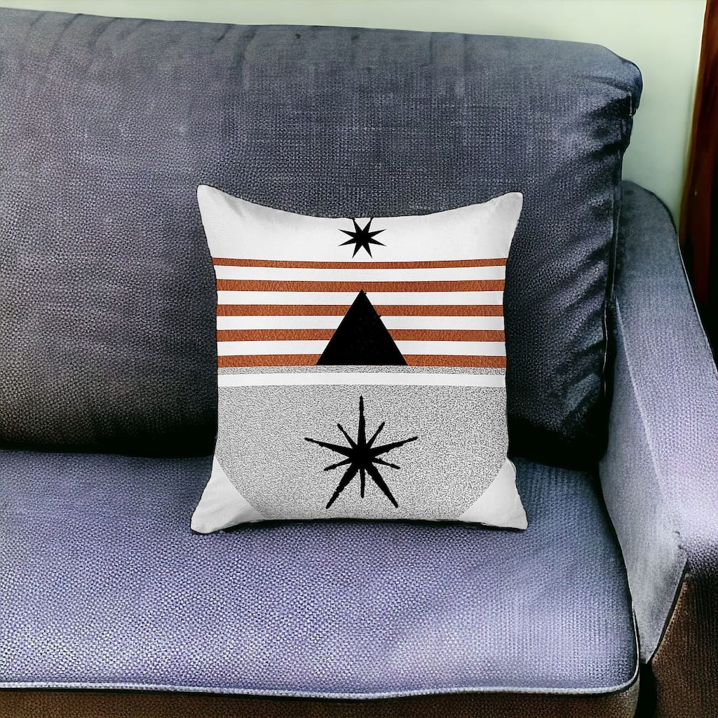 HomeRoots18" X 18" Black And Red Abstract Zippered Handmade Polyester Throw Pillow Cover