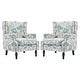 preview thumbnail 31 of 134, 2 Set Traditional Patterned Wingback Accent Chairs with NailHead