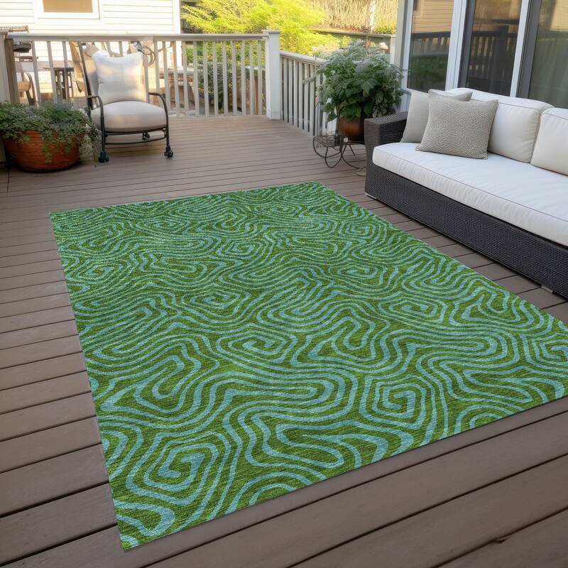 Machine Washable Indoor/ Outdoor Modern Trance Chantille Rug