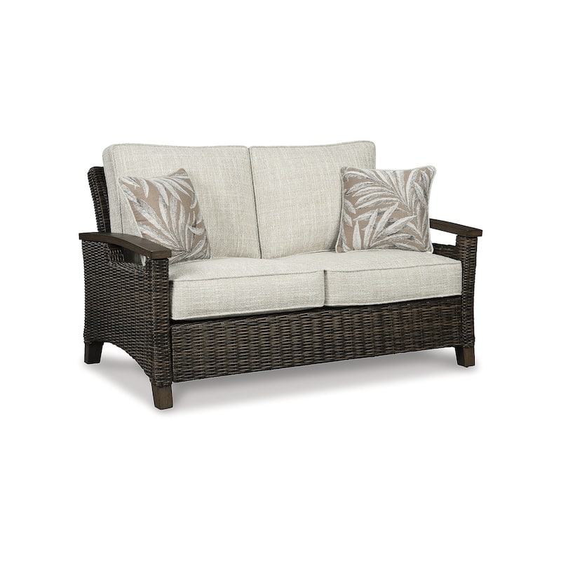 Signature Design by Ashley Paradise Trail Medium Brown/Beige 3-Piece Outdoor Seating Package - 84"W x 34"D x 37"H