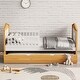 preview thumbnail 3 of 7, Twin Size House Shape Kids Bed Frame with Trundle for Kids, No Box Spring Needed, Fun Design for Play and Sleep, Walnut + White
