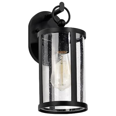 Broadstone 1 Light Small Wall Lantern Matte Black with Clear Seeded Glass