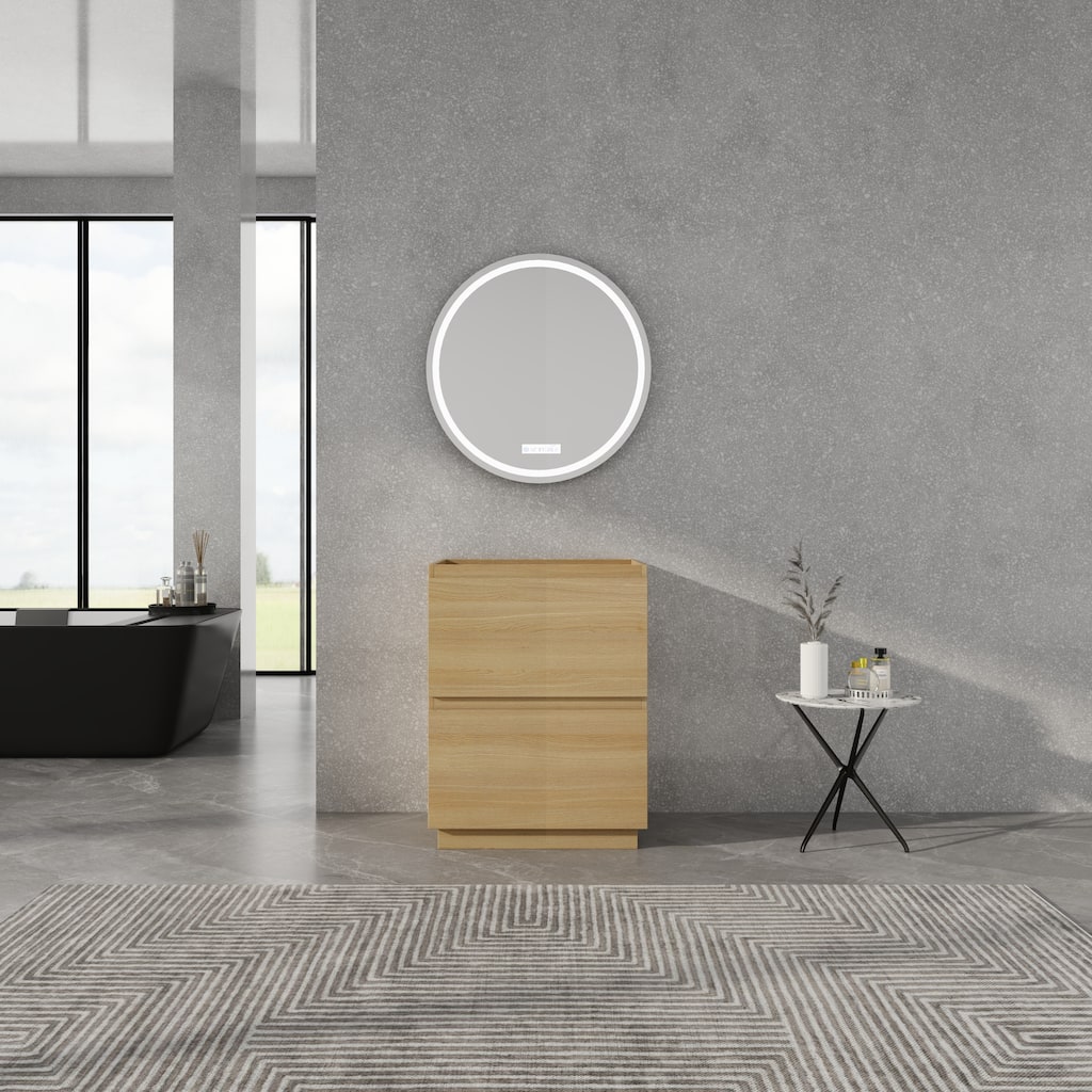 GDFStudio - Geneva Modern Wall-Mounted Bathroom Vanity Set with 2 Soft Close Drawers, Sink NOT INCLUDED