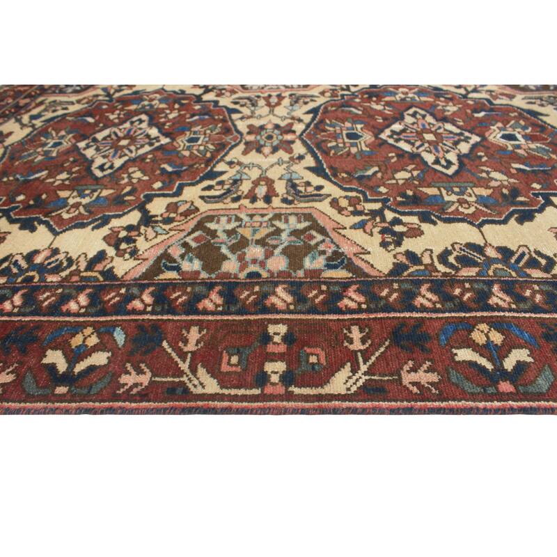 Fine Vintage Distressed Jumaane Gold/Burgundy Rug - 4'9" x 6'4"
