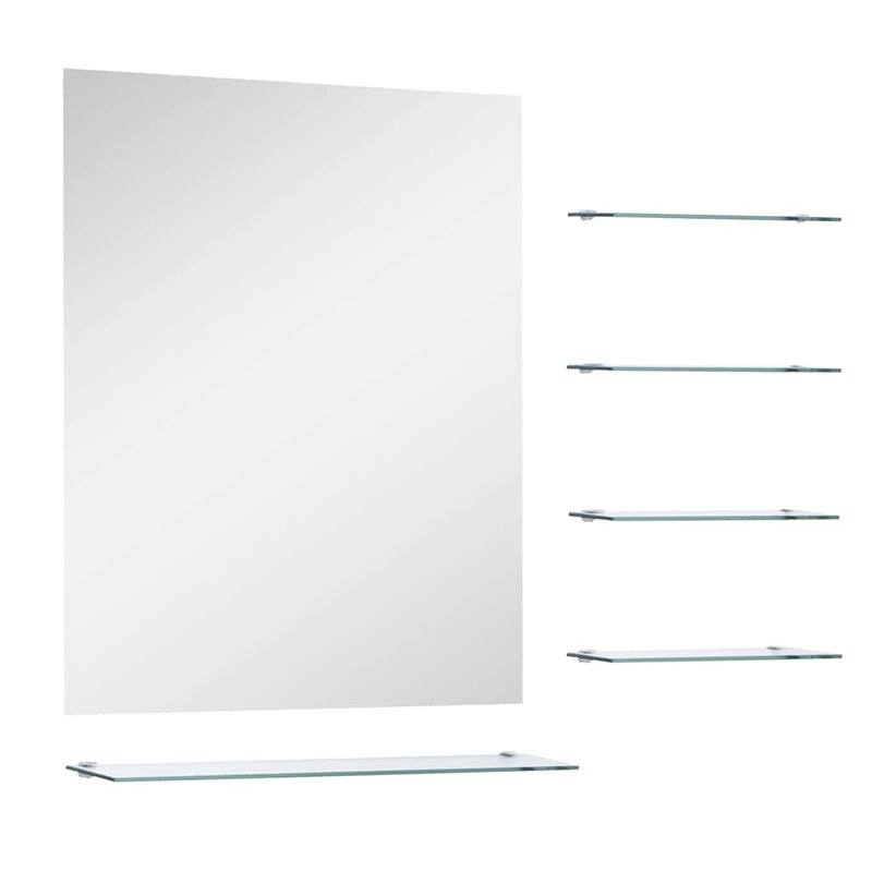 vidaXL Wall Mirror Silver Tempered Glass 19.7 x 23.6 in Wall Mirror - 19.7 x 23.6 x 3.9 in