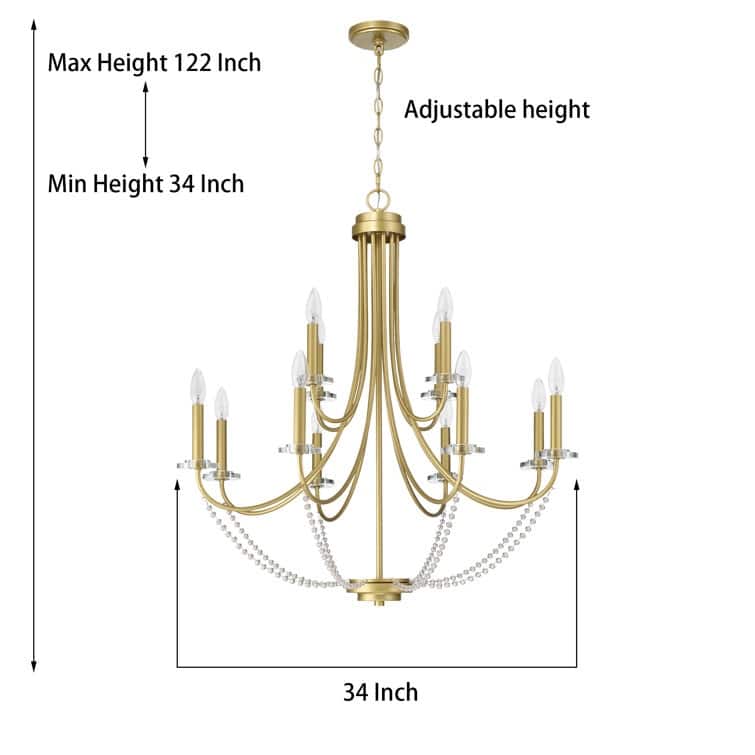 Acroma 12 Lights Dimmable Modern Gold Chandelier - N/A
