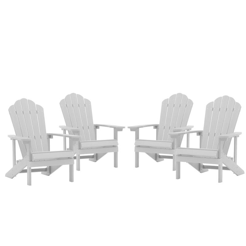 Clihome Outdoor Patio Slat HIPS Adirondack Chair - Set of 4 - White