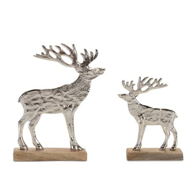 Deer Christmas Tabletop Decorations - 9.5" - Set of 2