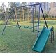 preview thumbnail 8 of 7, A-Frame Metal Swing Set with Slide Comfortable, and Weatherproof for Two Children - 124" L x 74" W x 73" H