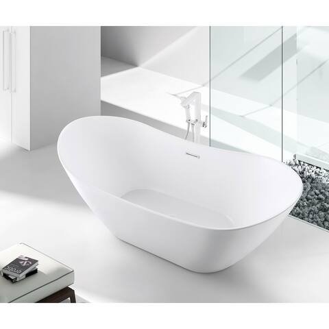 Mulino-1 63" Freestanding Acrylic Soaking Bathtub with Overflow