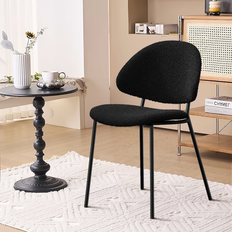 Set of 4 Upholstered PU Leather Dining Chairs Mid-Century Modern Dining Chairs with Curved Backrest for Dining Room Kitchen