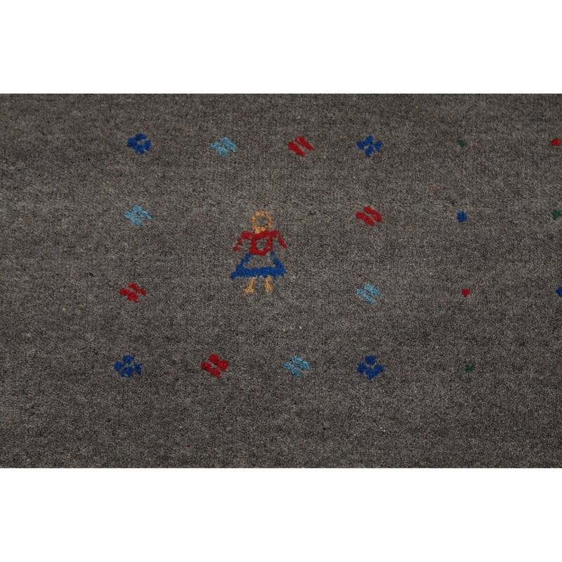 Handmade Gray Gabbeh Indian Area Rug 9x12 - 9' x 12'