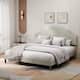 Modern Simple Queen Size Bed Frame Upholstered Platform Bed with Adjustable Headboard & Linen Fabric Padded
