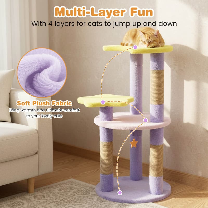 Costway 29” Cute Modern Cat Tree with Star & Moon Shaped Platforms, - See Details
