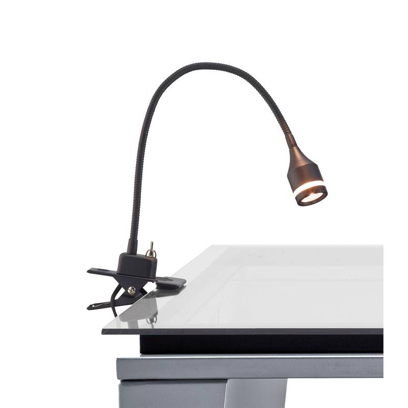 Adesso Prospect Adjustable Gooseneck LED Clip on Desk Lamp - Matte Black
