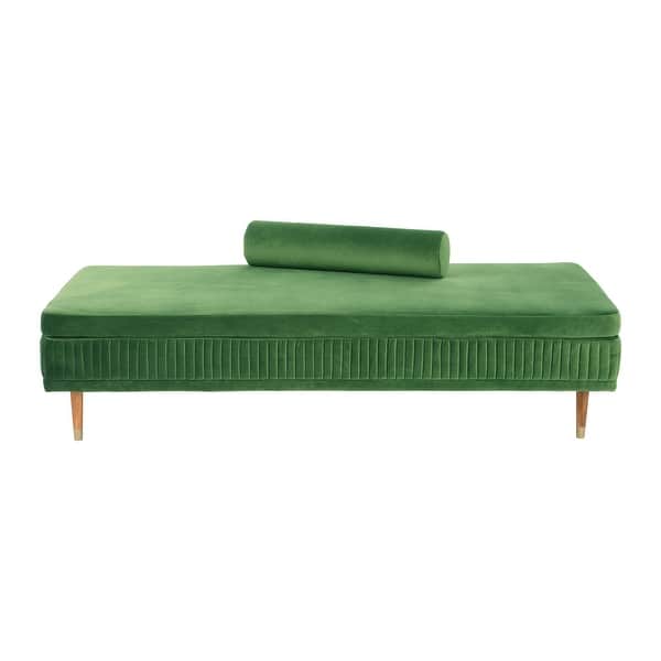 Brushed Velvet Daybed with Bolster Pillow and Wood Legs Bed Bath & Beyond 34824480