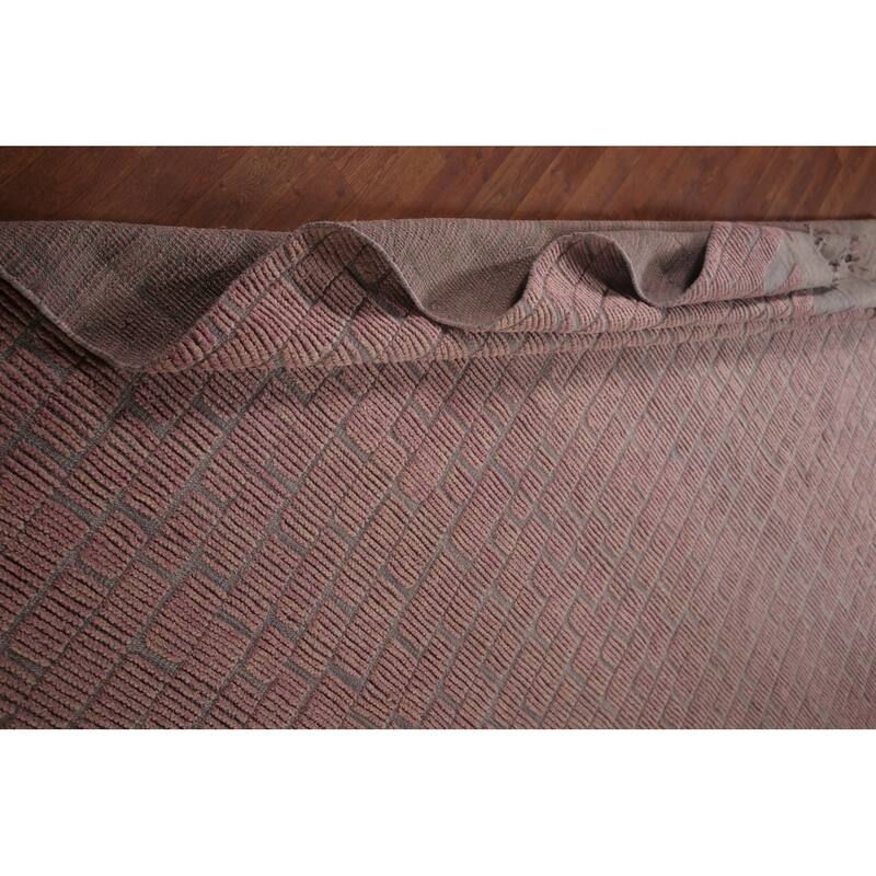 All-Over Pink Moroccan Oriental Large Area Rug Handmade Wool Carpet - 11'8"x 17'9"