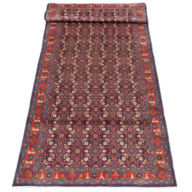 ECARPETGALLERY Hand-knotted Andelz Navy Wool Rug - 3'7 x 10'4