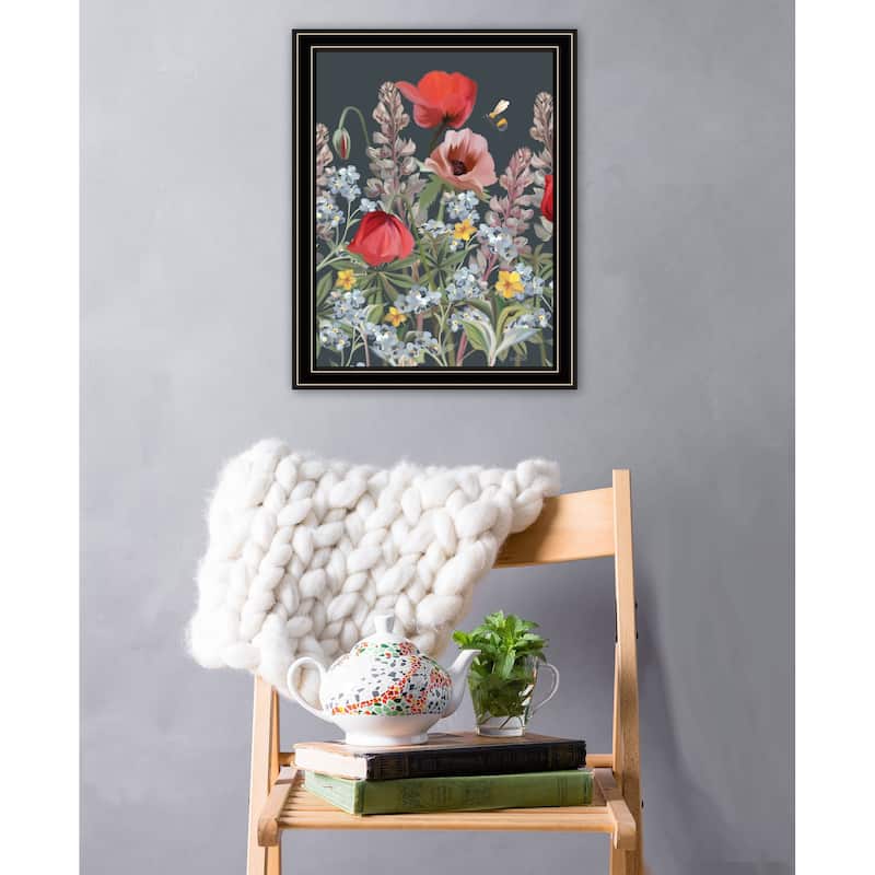 TrendyDecor4U Contemporary "Summer Garden Buzz" Framed Print Wall Art