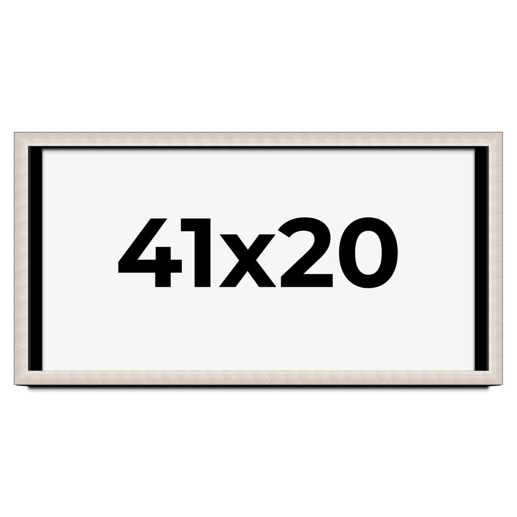 41x20 Shadow Box Frame Silver Real Wood Contemporary Shadowbox Display Frame UV Acrylic Front Acid Free Backing and Hardware