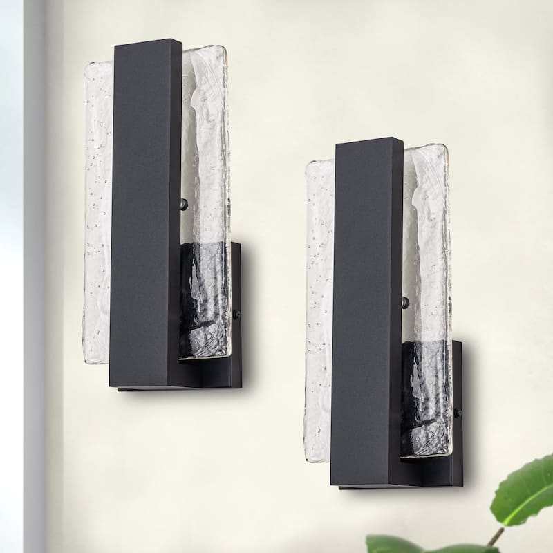 C Cattleya Matte Black LED Indoor Wall Sconce Vanity Light with Water Glass