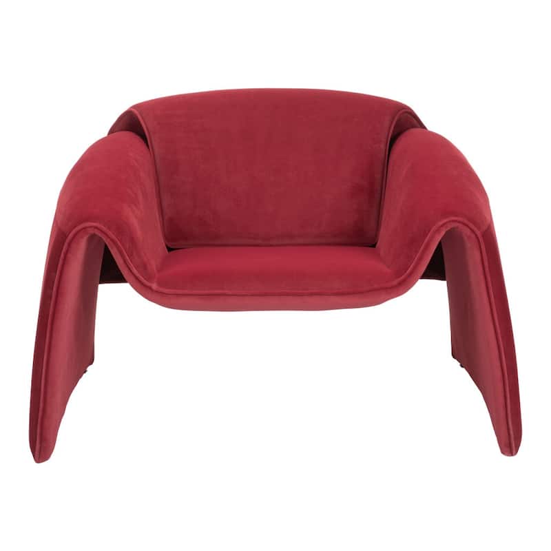 HomeRoots 40" Red Velvet Contemporary Arm Chair - 40.00 in. x 25.60 in. x 32.00 in.