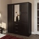 preview thumbnail 12 of 38, Palace Imports 100% Solid Wood Cosmo 3-Door Wardrobe Armoire with Solid Wood or Mirrored Doors Java