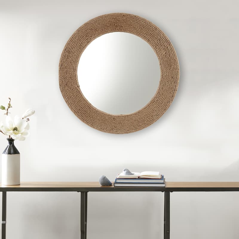 Madison Park Cove Natural Jute Rope Round Wall Mirror 26"