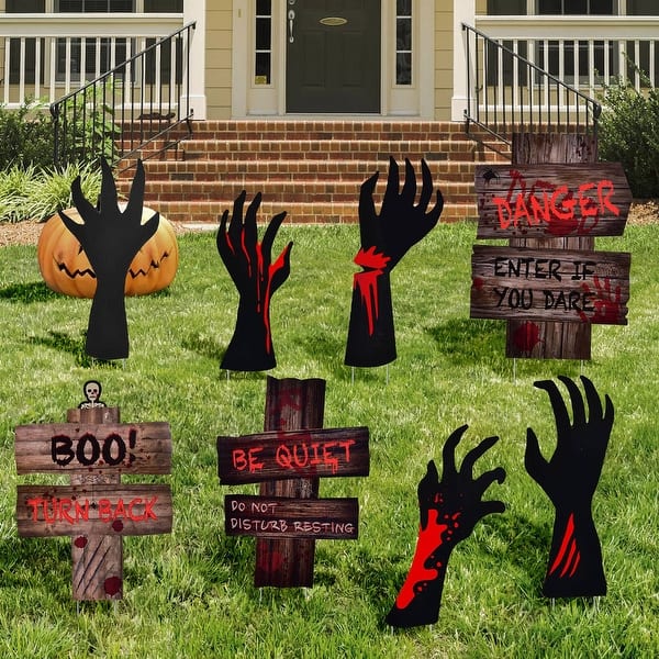 8pcs Halloween Yard Signs Bloody Hand - Bed Bath & Beyond - 38378260