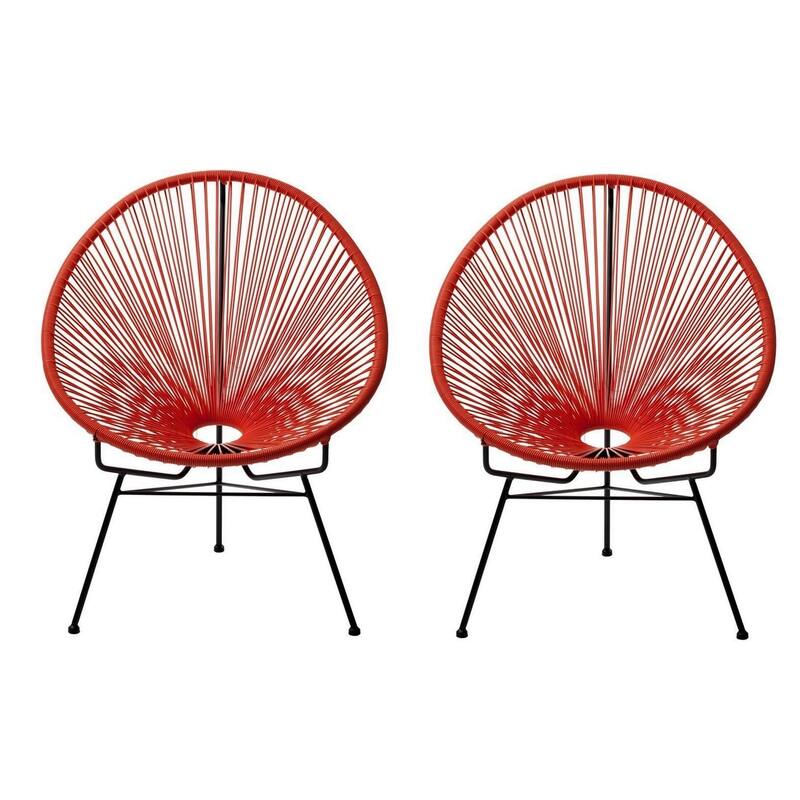 Acapulco Chair. Set of 2 - H34.5x W28.5x D32.75 - Red