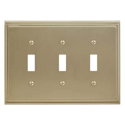 Mulholland 3 Toggle Golden Champagne Wall Plate - 3 Toggle