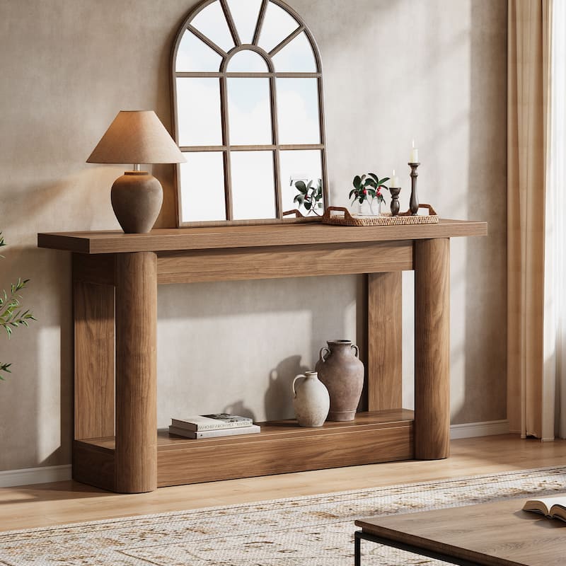63-Inch Farmhouse Console Table for Entryway, 2-Tier Storage - 62.99" W x 11.81" D x 31.5" H