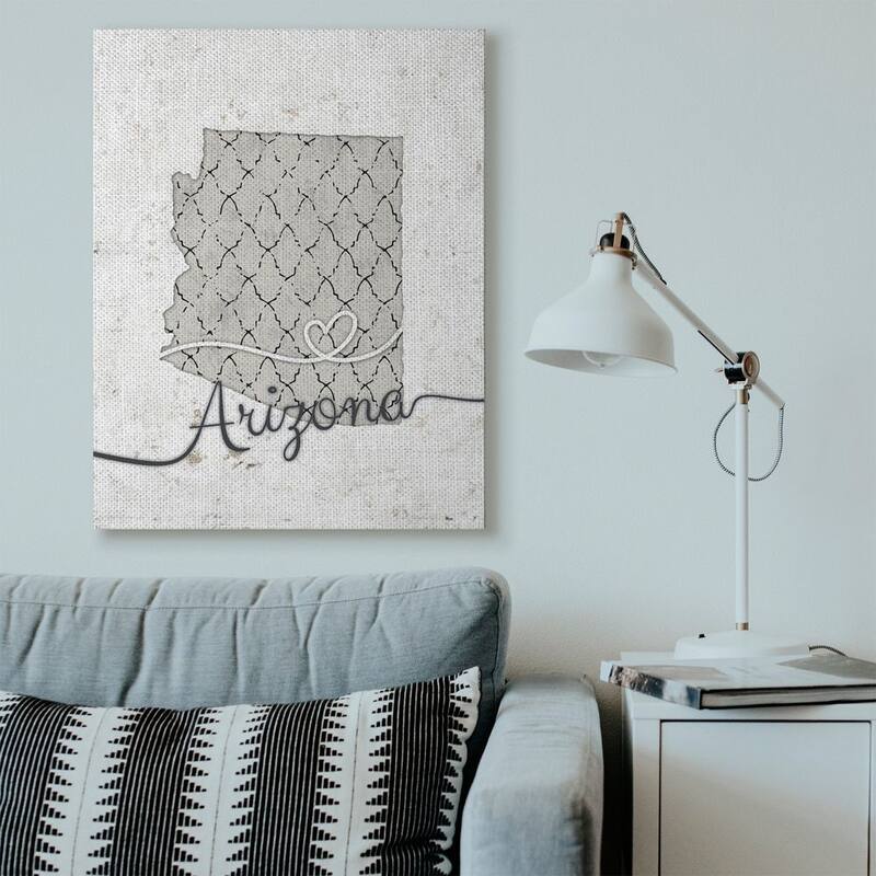 Stupell Arizona Patterned Grey US State Design Canvas Wall Art, Proudly Made in USA
