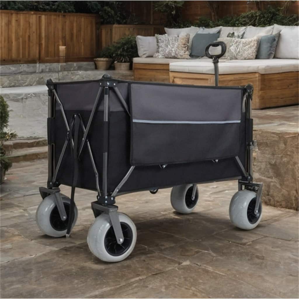 300L XL Heavy-Duty Folding Wagon Cart w/ Brakes,Pockets,Cup Holders