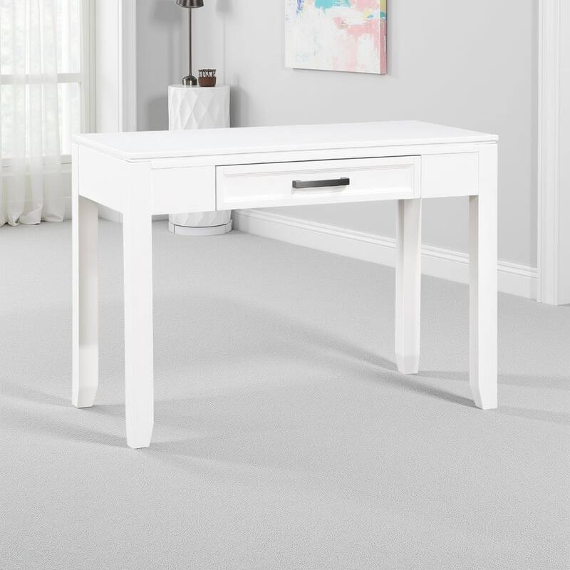 Thiem Writing Laptop Desk, 1 Drawer, White Veneer, 42 Inch