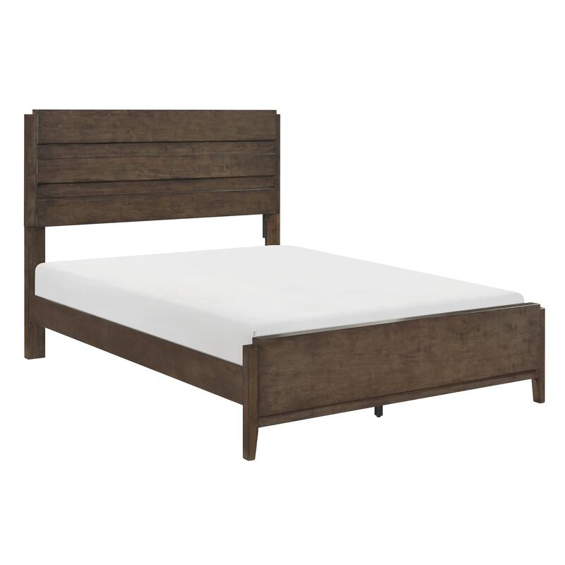 Classic Dark Walnut Finish Panel Bed 1pc Solid Rubberwood