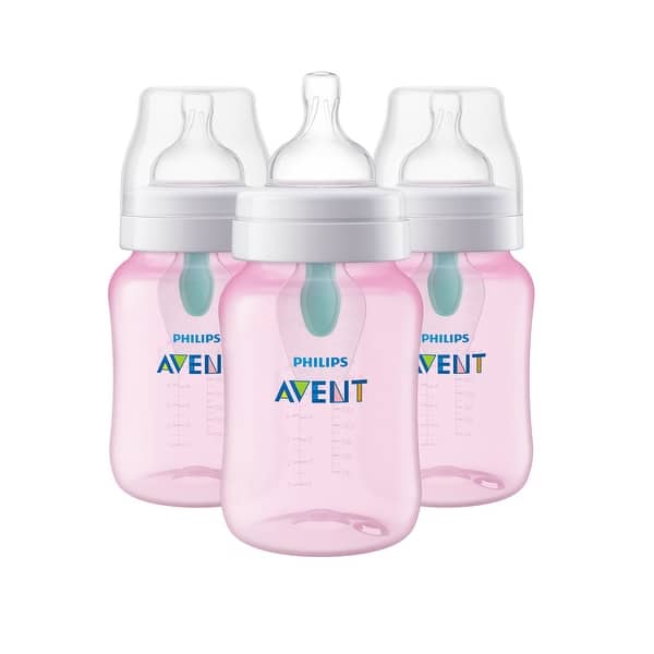 slide 2 of 9, Philips Avent Anti-colic Bottle With AirFree Vent 9oz 3pk Plastic - Pink