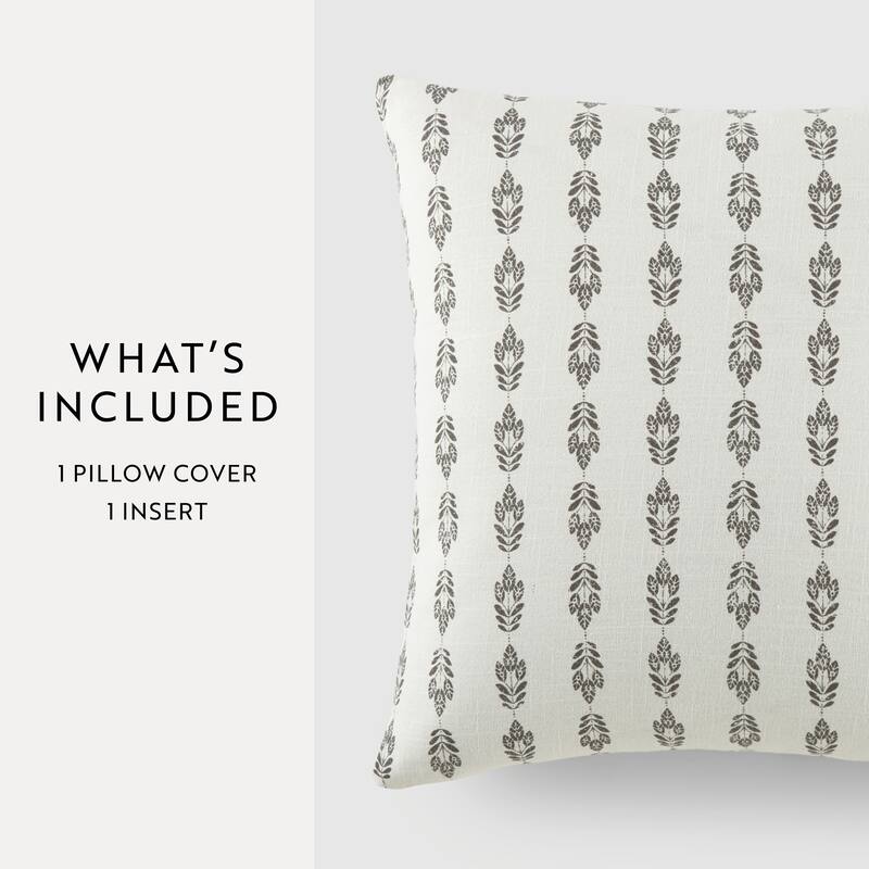 Elegant Patterns Cotton Decor Throw Pillow in Folk Leaves