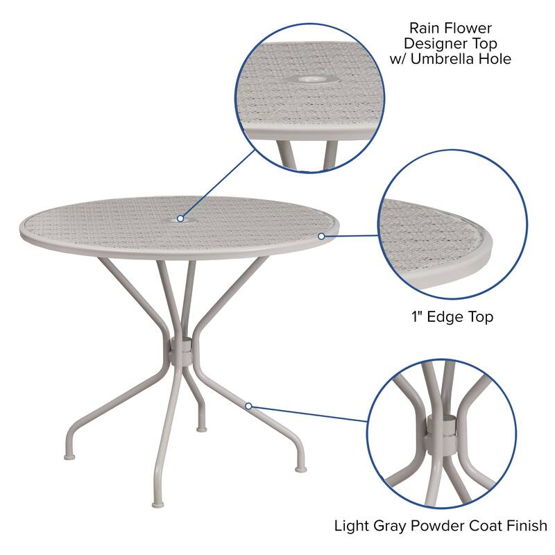 35.25'' Round Indoor-Outdoor Steel Patio Table - 32.5"