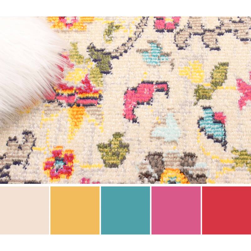 ECARPETGALLERY Machine Made Rosa Ivory Area Rug