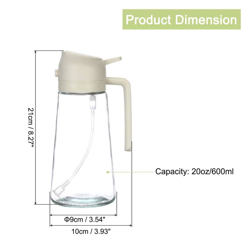 2 In 1 Oil Sprayer Bottle, Glass Olive Oil Dispenser, Spray Bottle - White - 600ml