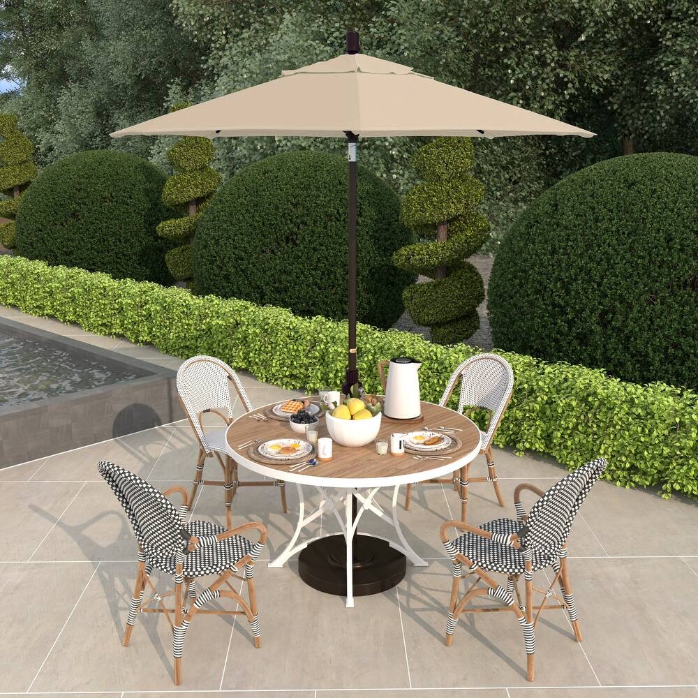 California Umbrella 7.5' Sun Master Patio Umbrella Bronze Aluminum Pole Fiberglass Ribs Crank Lift Tilting Olefin Royal Blue