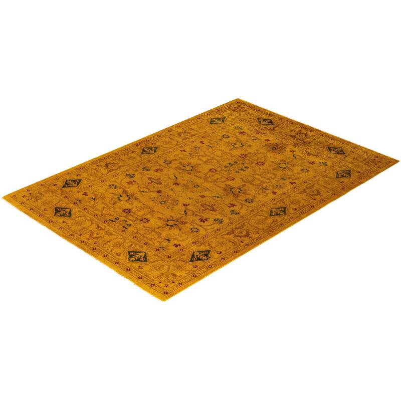 Vibrance, One-of-a-Kind Hand-Knotted Area Rug - Gold, 4' 7" x 6' 7" - 4' 7" x 6' 7"