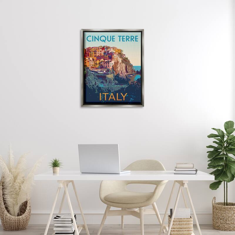 Stupell Italian Coast Cityscape Framed Floater Canvas Wall Art Design By Victoria Barnes