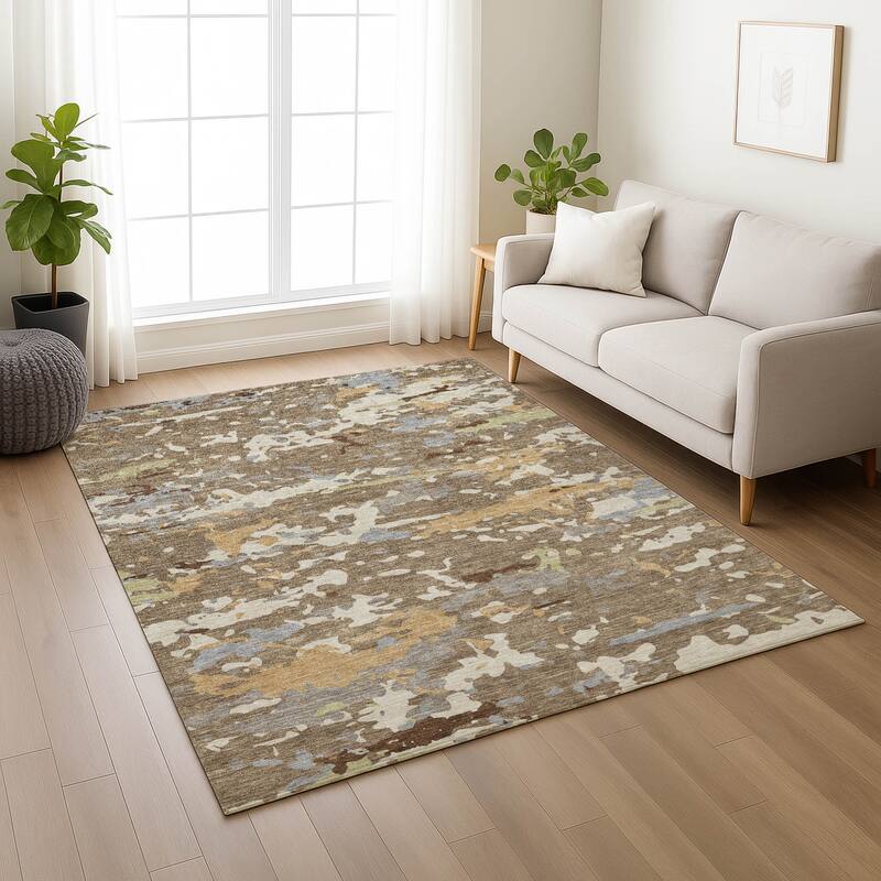 Machine Washable Indoor/ Outdoor Modern Calhan Chantille Rug