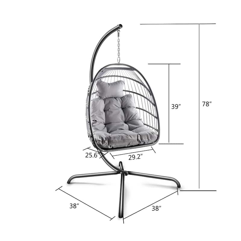 Outdoor Hanging Basket Egg Chair Swing with Stand Cushion