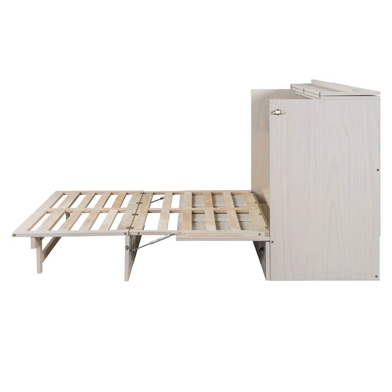 Foldable Murphy Bed with Large Drawers, USB Ports and Outlets