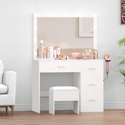 Moasis Makeup Vanity with 4 Drawers - 35.4"L x 23.6"W x 53.5"H
