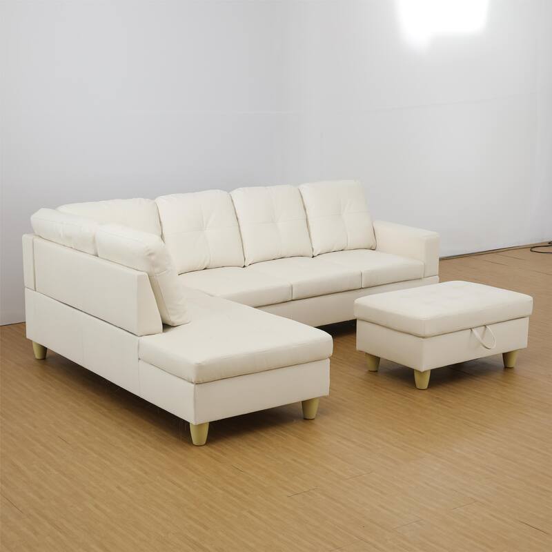 KISRAIS 103" Wide 3-Piece Vegan Leather Sectional Sofa Set - 103.5"W*74.5"D*35"H